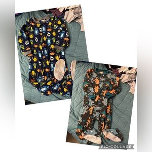 Bundle Lot of 2 Carter’s Fleece Toddler Footed Zip Up Pajamas Boy 4T Good Used